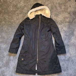 Women's Black Hooded Coat